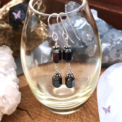 Hematite Faceted Drop Earrings